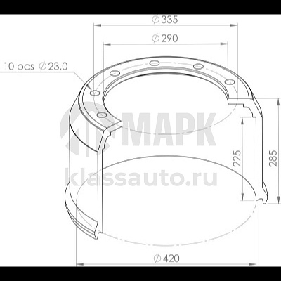 Барабан тормозной BPW ECO-MAXX 0310977180 под 19094 (420х200 H=284 d=290/335 n10x23) (Sonder)