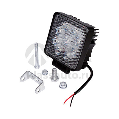 Фара противотуманная OFF-Road (Квадратная, 9 диодов, рассеиваемый свет) 12/24V 27W (105х50х125) 